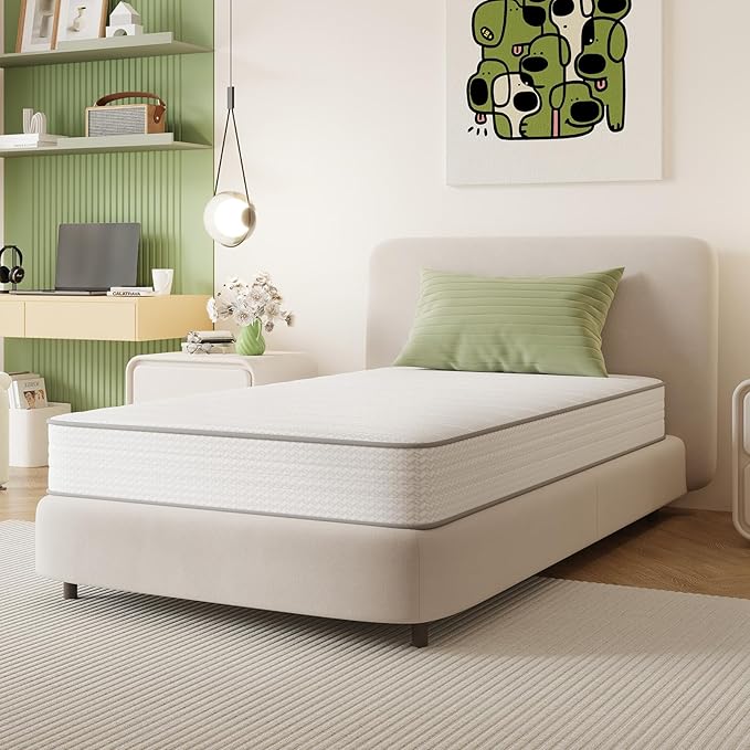 Novilla Twin Mattress, 8 Inch Twin Size Mattresses in a Box with Smarts™ Coil for Pressure Relief, Medium Firm Foam and Spring Hybrid Colchones with CertiPUR-US Certified for Kid for Kidss