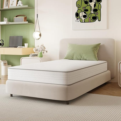 Novilla Twin Mattress, 8 Inch Twin Size Mattresses in a Box with Smarts™ Coil for Pressure Relief, Medium Firm Foam and Spring Hybrid Colchones with CertiPUR-US Certified for Kid for Kidss