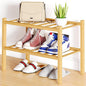 Smiry Shoe Rack, 2 Tier Small Bamboo Shoe Organizer, Stackable Free Standing Wooden Shoe Storage Shelf for Closet, Entryway, Front Door Entrance, Natural