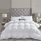 Luxurious All-Season Goose Down Feather Fiber Comforter Twin Size Duvet Insert, Exquisite Pinch Pleat Design, Premium Baffle Box, 100% Egyptian Cotton Cover, 50 oz. Fill Weight, White