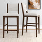 Plank+Beam Sereno Bar Stool, 30", Set of 2, Sturdy Wood Modern Kitchen Bar Height Stool, Upholstered Cushion Bar Chair with Back, Walnut/Ivory