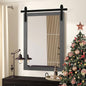 Farmhouse Wall Mirror, Rustic Wood Frame Bathroom Mirror Barn Door Inspired Decorative Vanity Dress Mirrors for Living Room Entryway, 24x36 INCH Gray Vertical