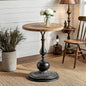 Round End Table Living Room, Vintage Side Table, Farmhouse Pedestal Table for Bedroom, Retro Wood Accent Tables for Home Decor, Patio Black
