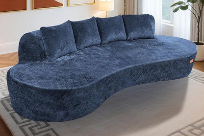 Homguava 104'' Modular Sectional Sofa,Curved Modern Sofa with Memory Foam,Deep Seat Cloud Couch with 4 Pillows,Upholstered Oversized Couches for Living Room Apartment Office,No Assembly Required, Blue