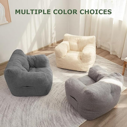 HIGOGOGO Giant Bean Bag Chairs for Adults,Big Comfy Chair Sofa for Bedroom Living Room, Large Lazy Bean Bag Chair with Pocket Armrests for Gaming, Reading