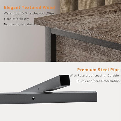 VECELO Nightstands, Industrial Side Table/End Tables with Drawer and Storage Shelf, Night Stands for Bedroom, Living Room, Wood Metal Furniture, Easy Assembly