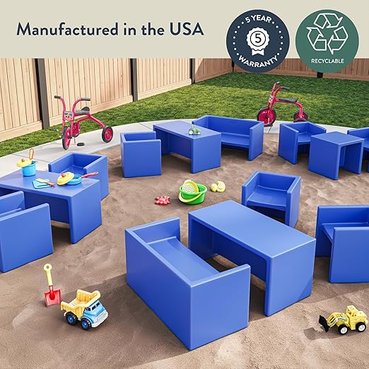 Children's Factory 3-in-1 Cube Chair for Kids, Flexible Seating Classroom Furniture, 1-Pack, Clay