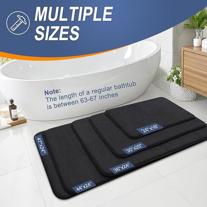 OLANLY Thick Memory Foam Bath Mat Rug 59x24, Extra Soft Absorbent Bathroom Rug, Quick Dry Bath Mats, Non-Slip, Machine Washable Carpet for Bathroom, Tub and Shower, Home Decor Accessories, Black