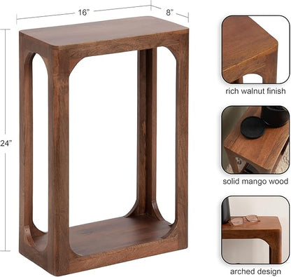 Kate and Laurel Dahl Modern Slatted Wooden Slim Side Table