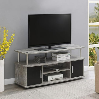 Convenience Concepts Designs2Go Monterey Stand Family Entertainment Center with Storage Cabinets and Shelves, Modern TV Console for Living Room, Office, 47.25", Faux Birch/Black