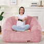 Bean Bag Chairs for Adults, Giant Beanbag Sofa Comfy Reading Chair, Oversized Bean Bag Chairs for Living Room Bedroom, Soft Faux Fur Fabric, 3.2FT, Pink, Checkered