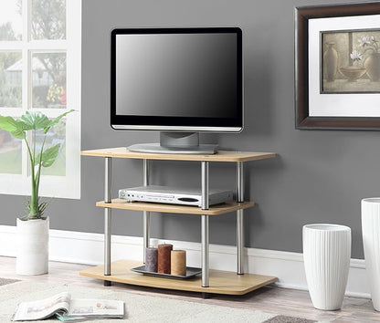 Convenience Concepts Designs2Go No Tools 3-Tier Stand Entertainment Center 37 Inches, Modern TV Console with Shelves for Living Room, 31.5", Light Oak