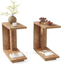 LITTLE TREE C-Shaped Side Table Set of 2, Narrow 2-Tier End Table for Living Room, Couch, Bedroom, Bedside, Nightstand, Brown