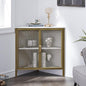 VECELO Corner Cabinet/Table, 3-Tier Shelves with Protection Door, Metal Frame Storage Shelf Organizer for Small Space, Living Room, Kitchen, Bathroom, Set of 1, Gold