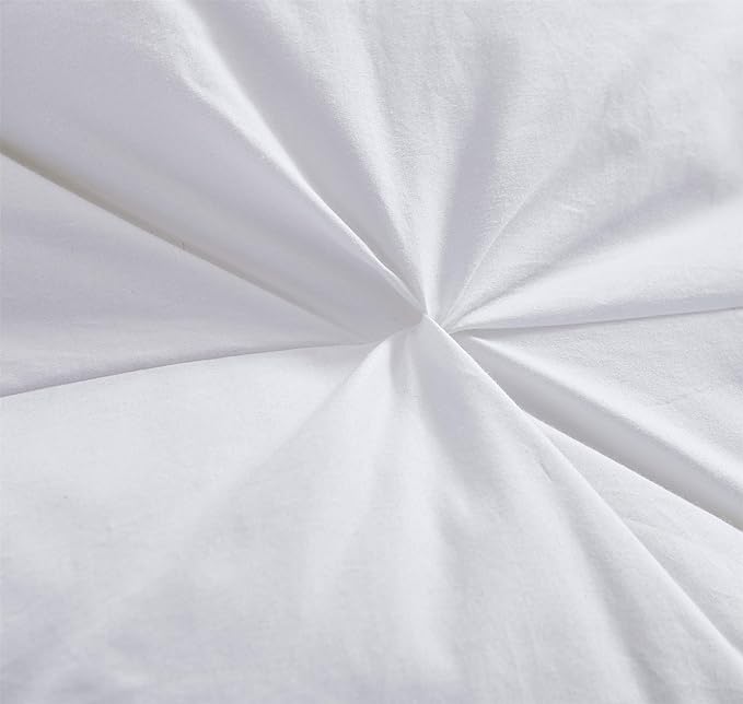 Luxurious All-Season Goose Down Feather Fiber Comforter Oversize Queen Duvet Insert (98x98), Exquisite Pinch Pleat Design- White, Premium Baffle Box, 100% Egyptian Cotton Cover, 70 oz. Fill Weight