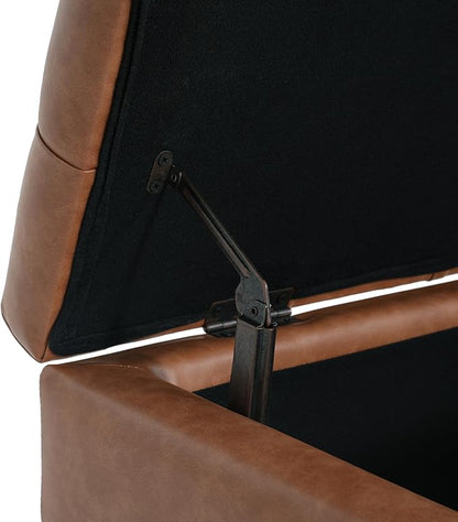 Christopher Knight Home Ottilie PU Leather Storage Ottoman Bench, Wooden Rectangular Ottoman with Storage, Bedroom End of Bed Foot Stool, Entryway Ottoman Footrest, Living Room Extra Seat, Brown