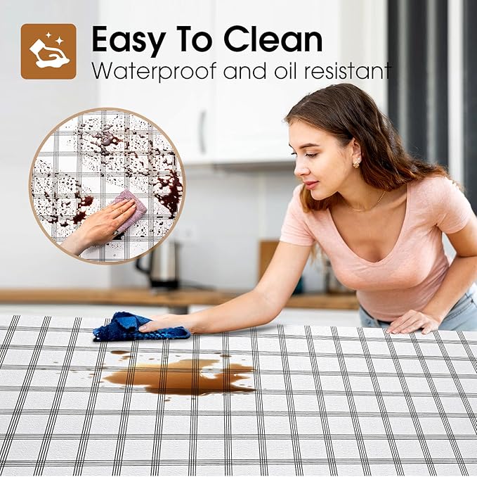 Beautysaid Shelf and Drawer Liner for Kitchen Cabinet, Non Adhesive Non Slip Shelf Paper Waterproof Washable Thickened for Dresser Pantry Shelve Bathroom Protector Liner(Plaid,12 in x 10 FT)