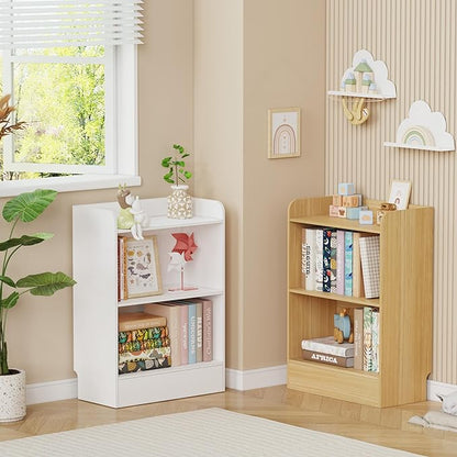 Lkeiyay Montessori Shelf,3-Shelf Toy Storage Organizer,Wooden Storage Cabinet for Kids Room, Nursery, Playroom Daycare Furniture (White