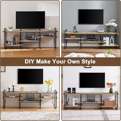 VECELO TV Stands for 55 Inch,Entertainment Center/Media Console Table with Adjustable Storage Shelves for Living Room/Bedroom,Grey