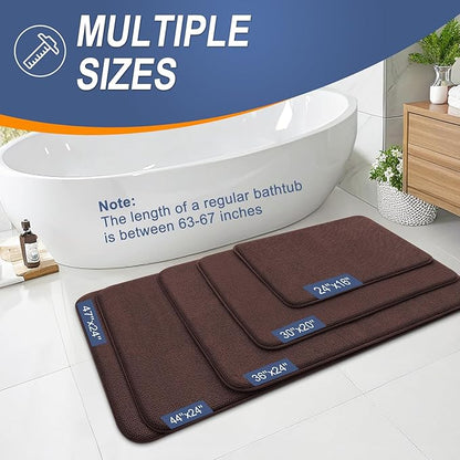 OLANLY Thick Memory Foam Bath Mat Rug 36x24, Extra Soft Absorbent Bathroom Rug, Quick Dry Bath Mats, Non-Slip, Machine Washable Carpet for Bathroom, Tub and Shower, Home Decor Accessories, Brown
