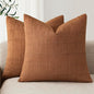 Foindtower Set of 2 Decorative Linen Check Throw Pillow Covers Neutral Farmhouse Vintage Cushion Covers Modern Boho Home Decor for Sofa Chair Couch Bedroom Living Room Outdoor,22×22 Inch,Orange