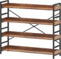 HCHQHS 4 Tier Bookshelf, Adjustable Industrial Bookcase, Vertical Tall Book Shelf, Wood and Black Metal Open Bookshelves for Home Office, Living Room, Bedroom