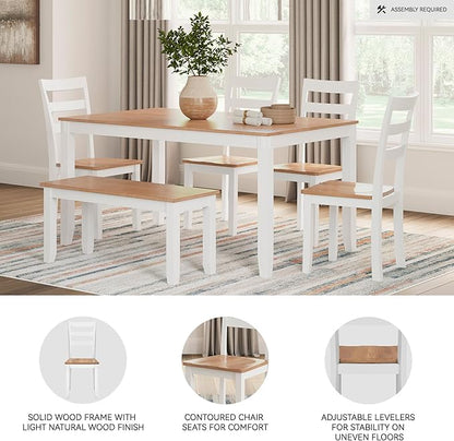 Signature Design by Ashley Gesthaven Solid Wood Frame Dining Chair, Set of 2, White/Natural