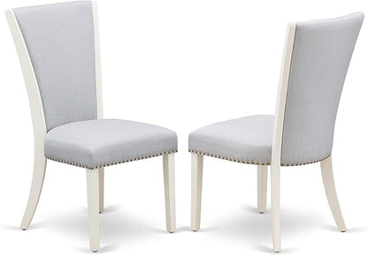 East West Furniture X077VE005-7 7 Piece Dining Table Set Consist of a Rectangle Dining Room Table with X-Legs and 6 Grey Linen Fabric Parsons Chairs, 40x72 Inch, Multi-Color