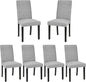 VECELO Upholstered Dining Chairs Set of 6, Fabric Wood Legs High Back for Kitchen Living Room, Light Gray