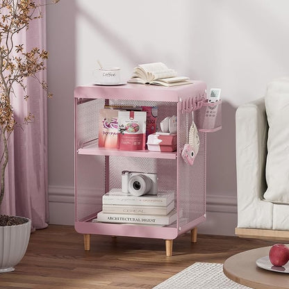 Kids Nightstand,Kids Bedside Table,Teen Girls Night Stand,Toddler Night Stand,End Table for Girls Room Storage,Pink nightstand