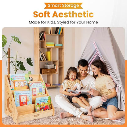 Baby Bookshelf for Toddlers Ages 1-3 - Montessori Nursery Book Shelf with Front-Facing Storage - Kids Book Organizer for Playroom and Bedroom