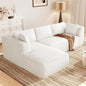 Vesgantti 106" Boneless Couch with Chaise, Deep Seat Comfy Cloud Modular Sofa Corduroy Memory Foam Sectional Couches for Living Room Bedroom, No Assembly Required (Beige, Left-Facing Chaise)