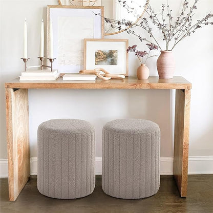 Get Set Style Modern Round Ottoman with Soft Padded Seat, Multifunctional Vanity Chairs for Makeup, Upholstered Footrest Stool Ottoman Foot Stool for Living Room, Bedroom