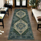 Tangsoo Washable Runner Rug, 2x6 Runner Rugs for Hallways, Non Slip Vintage Rug, Soft Low Pile Long Print Distressed Carpet Runners for Kitchen Bedroom Entryway Bathroom Living Room Green