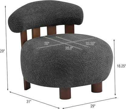 Christopher Knight Home Elvina Boucle Fabric Accent Chair, Solid Wood Single Lounge Sofa, Bedroom Comfy Reading Chair, for Modern Minimalist Style Living Room/Home Office, Dark Gray