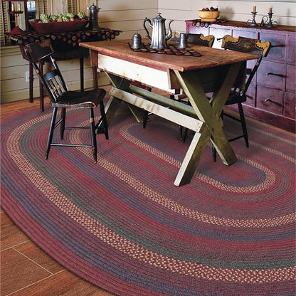 Jamestown Burgundy Oval Braided Rug, Jute, 6x9' - Rustic Cabin Decor for Bedroom, Living Room, Everywhere
