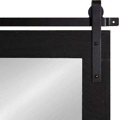 Kate and Laurel Cates Farmhouse Wood Framed Wall Mirror, 22 x 30, Black, Barn Door-Inspired Rustic Mirrors for Wall