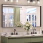 Keonjinn 48 x 24 Inch Black Bathroom Mirrors for Over Sink Bathroom Vanity Mirror for Wall Metal Frame Rectangle Mirror Large Square Corner Matte Black Mirror Full Length Mirror(Horizontal/Vertical)