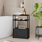 Narrow Side Table, Slim End Tables with Fabric Basket, Skinny Table for Small Spaces, Thin Bedside Table for Living Room, Bedroom (1, Ebony Black + Slate Gray)