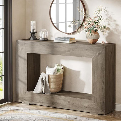 Tribesigns Farmhouse Console Table, 47 Inches Entryway Console Table with Storage, Industrial Hallway Accent Table for Living Room, Entrance