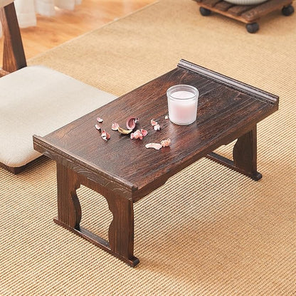 Japanese Floor Table,Small Coffee Table & Tea Table, Altar Table for Meditation,Low Table for Sitting on The Floor,Wood Bed Table Trays with Foldable Legs,Bed Laptop Desk