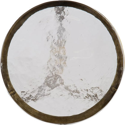 Kate and Laurel Aguilar Modern Drink Table; 9 x 9 x 23; Brass with Clear Glass; Detailed Glass Accent Table for Small Spaces