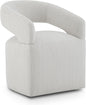 Upholstered Dining Chairs with Removable Casters Barrel Side Armchair with Rollers for Diningroom Bedroom Livingroom Reading Room, Linen, 1PCS