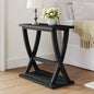 ChooChoo Black End Table, Narrow Side Table with Storage Shelf, Modern X-Design Slim End Table for Living Room,Bedroom, Small Space, 11.8" D*23.6" W*23.4" D
