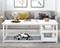 EXCEFUR White Coffee Table, Modern Rustic Wood Center Table with Storage for Living Room, Industrial Rectangle Cocktail Tea Table, 47 Inch
