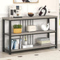 FOLUBAN Console Tables for Entryway, Sofa Table with 3 Tier Storage for Living Room Hallway Foyer Behind Couch, Rustic Light Grey