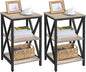 Yaheetech Industrial End Tables Set of 2, 3-Tier Side Tables with Storage Shelves for Living Room, X Design Sofa Tables, Strong Metal Frame, Easy Assembly, 16x16x24.5 in, Gray