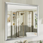 40x38 Inch Silver Bathroom Mirror for Wall, Thick Metal Framed Rectangle Mirrors for Over Sink, Bedroom, Living Room, Entryway, Anti-Rust, HD Tempered Glass