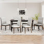 COLAMY Wooden Dining Chairs Set of 6, Modern Fabric Upholstered Kitchen Side Chairs, Farmhouse Ladder High Back Dining Room Chair with Foot Pegs - White