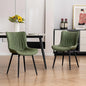 YOUTASTE Dining Chairs Set of 2 Upholstered Mid Century Modern Kitchen & Dining Room Chairs Armless Faux Leather Accent Chair with Padded Back Metal Legs for Bedroom Vanity Lounge, Olive Green